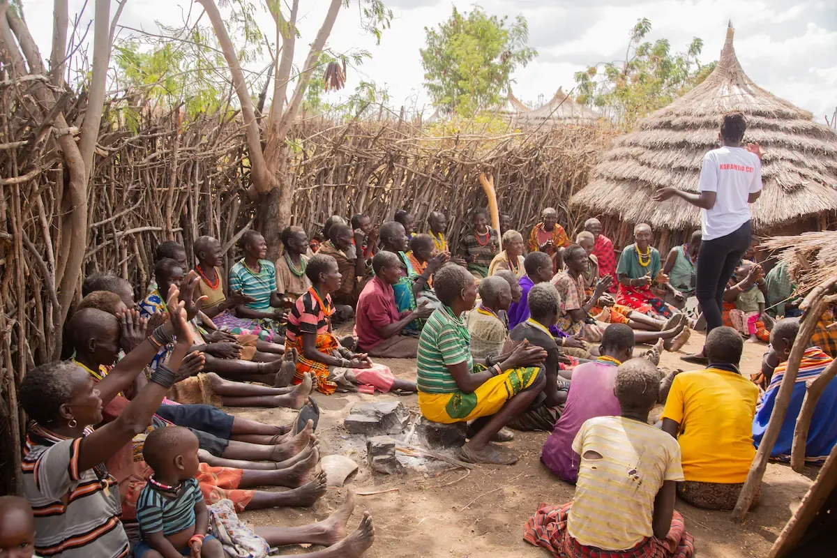 A large rural congregation gathered for Bible teaching